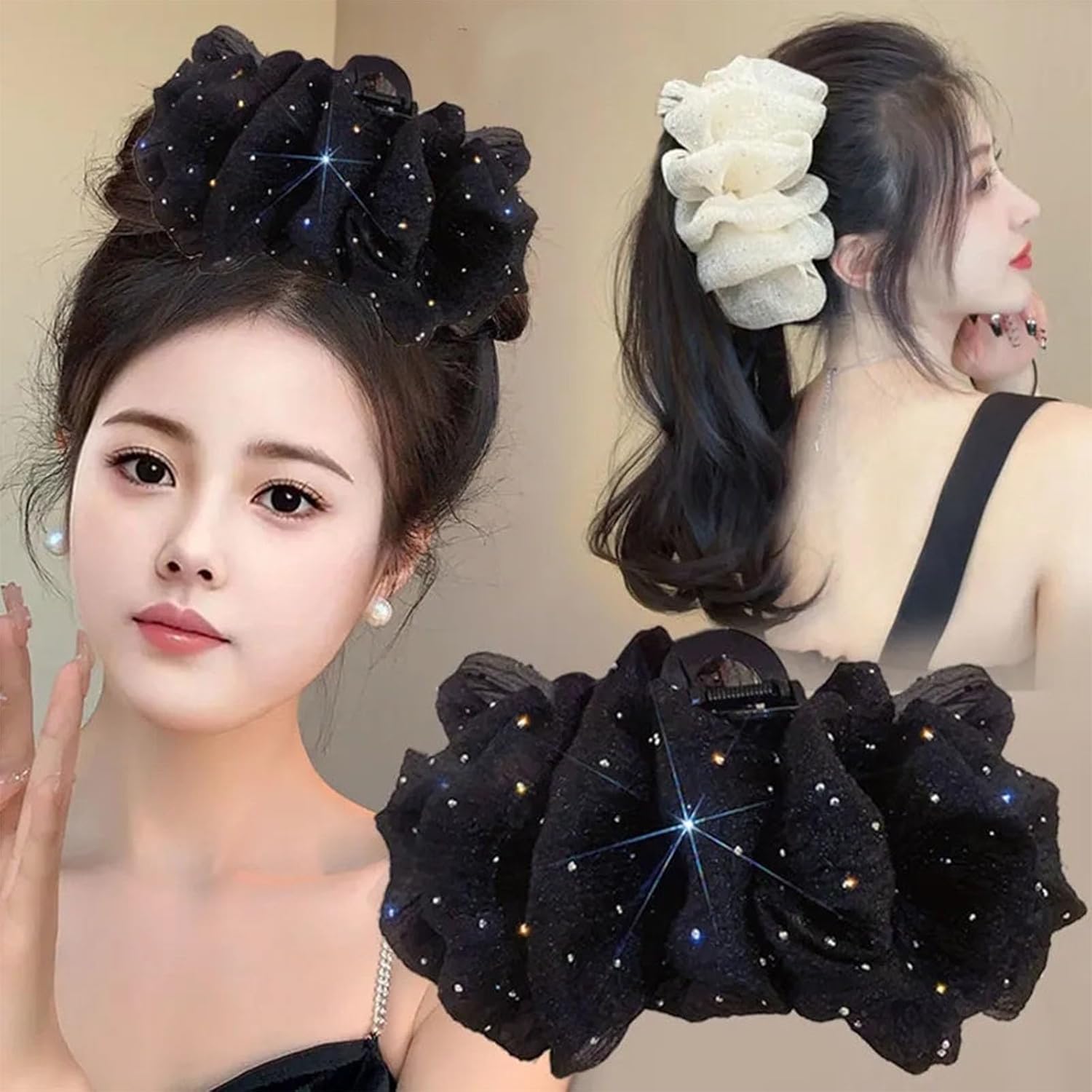 Bow Bubble Clips, Chiffon Silk Hair Clips